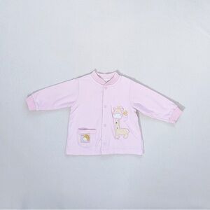 3/$30 Pink Baby Giraffe Button-Up Jacket Long Sleeve Round Neck Pocket Toddler